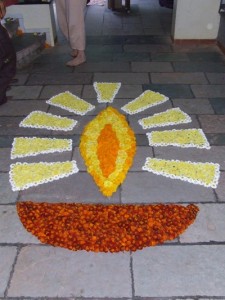 Deepam's symbol out of flowers